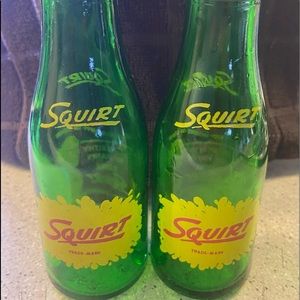 Set of True Vintage Squirt Soda Salt And Pepper Shakers with metal caps